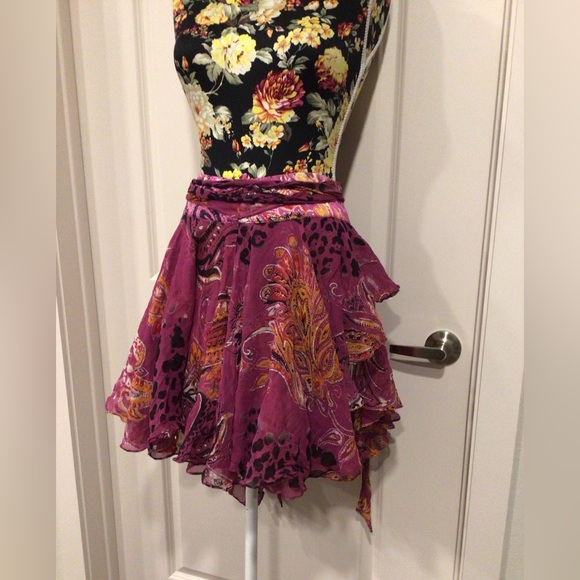 Roberto Cavalli Y2K Asymmetrical Paisley/Animal Print Skirt - Picture 2 of 8